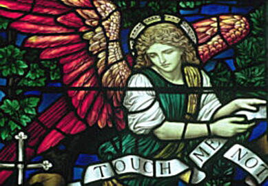Angel in stained glass by Henry Holiday