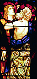 Detail from an ascension window in stained glass by henry holiday