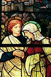 John comforts Mary, the Mother of Jesus at Calvary