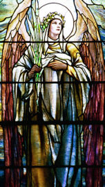 Stained glass angel of Hope by Tiffany Studios